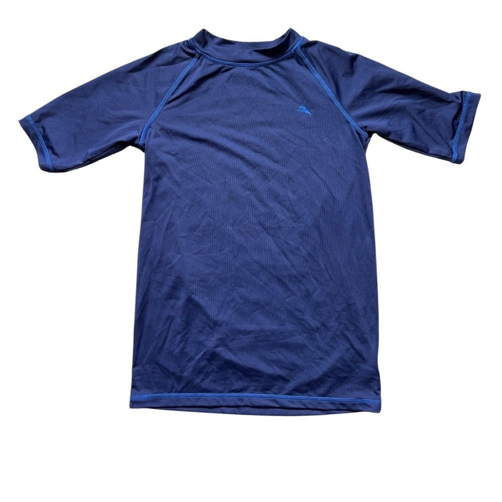 Tommy Bahama Boys Navy Blue Rash Guard Swim Shirt Marlin Logo Size L 10-12